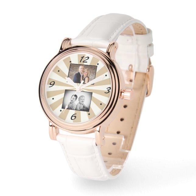 Custom Modern Sun Beam 2 Photo Collage Watch (Angle)