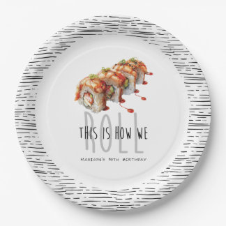 Custom Modern Sushi Adult Birthday Paper Plate