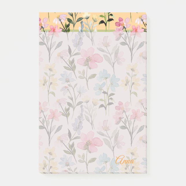Custom Modern sweet beautiful watercolor flowers Post-it Notes (Front)