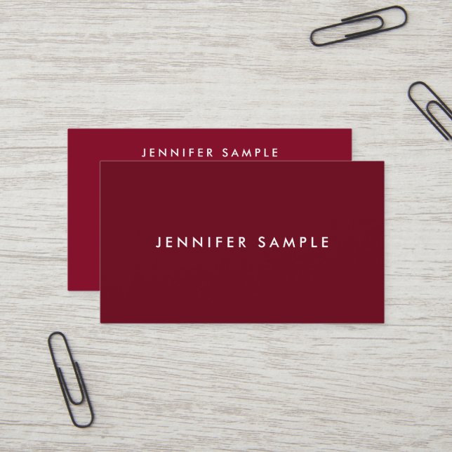 Custom Modern Template Elegant Rich Maroon Red Business Card (Front/Back In Situ)