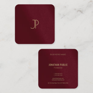 Custom Modern Template Gold Color Monogram Luxury Square Business Card