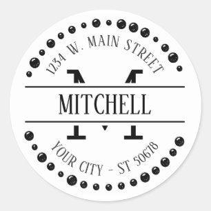 Custom Modern Trendy Chic Art Deco Circle Motif Classic Round Sticker