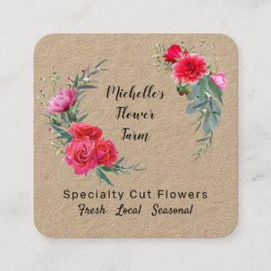 Custom Modern Trendy Flower Farm Botanical Floral  Square Business Card