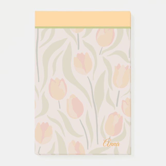 Custom Modern tulip garden Yellow Green Post-it Notes (Front)