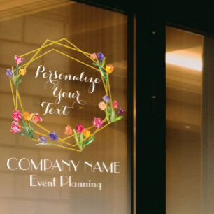 Custom Modern Tulips Gold & Black Event Planning Window Cling