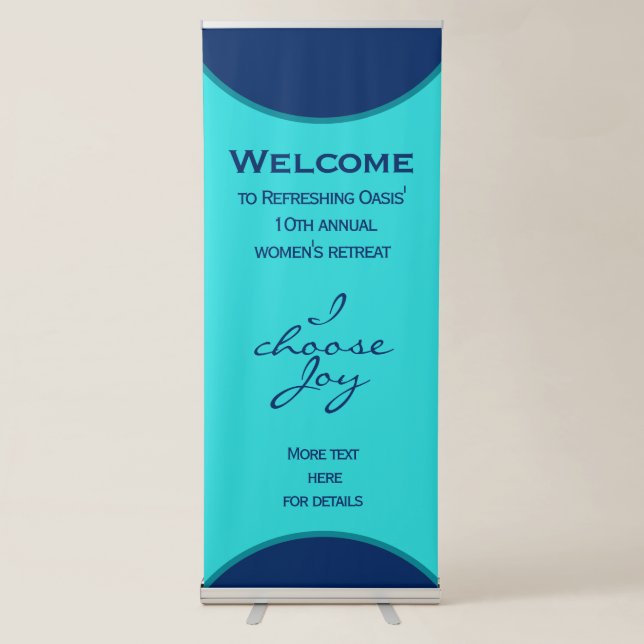Custom Modern Turquoise Aqua Blue Women's Event Retractable Banner (Front)