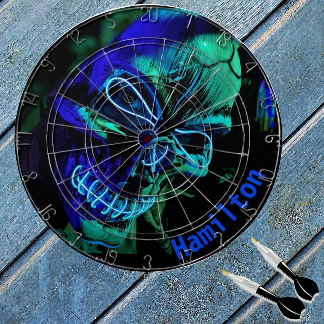 Custom Modern Turquoise Teal and Blue Skull Dartboard (Creator Uploaded)