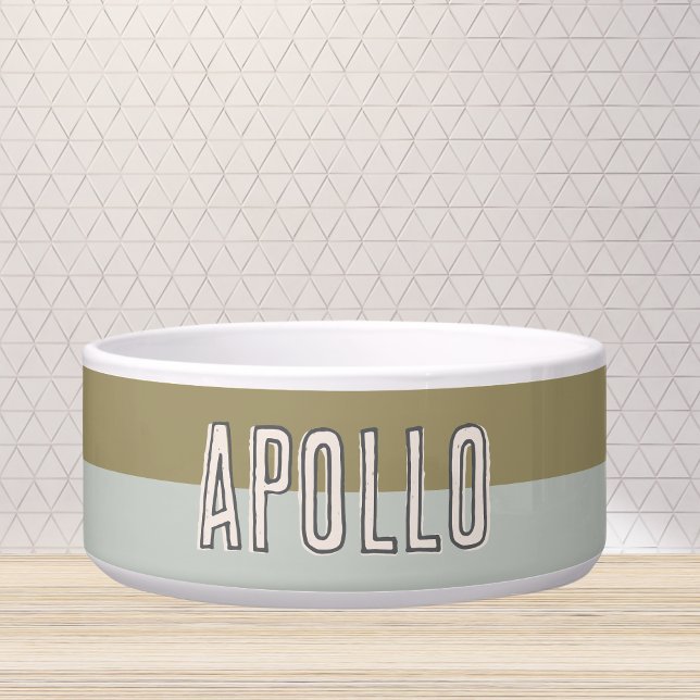 Custom Modern Two Tone Pet Name (Customize this fun, modern dog bowl with your pet's name! )