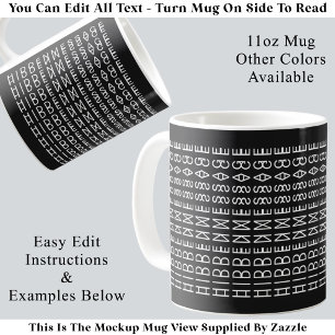 Custom Modern Typography Optical Illusion Text BW Coffee Mug