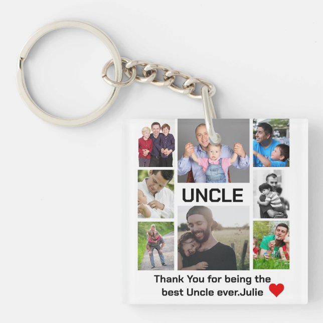 Custom modern Uncle 8 Photo Collage  Key Ring (Front)