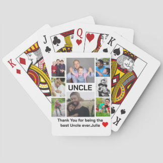 Custom modern Uncle 8 Photo Collage Playing Cards