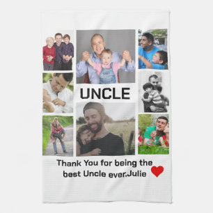 Custom modern Uncle 8 Photo Collage Tea Towel