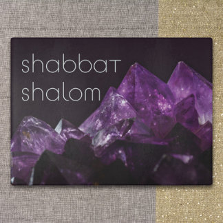 Custom Modern Unique Faux Amethyst Shabbat Challah Cutting Board