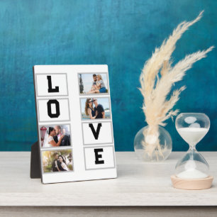 Custom Modern Valentine's Day 4 Photo Collage  Plaque