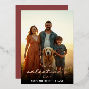 Custom Modern Valentines Day Photo Foil Holiday Card