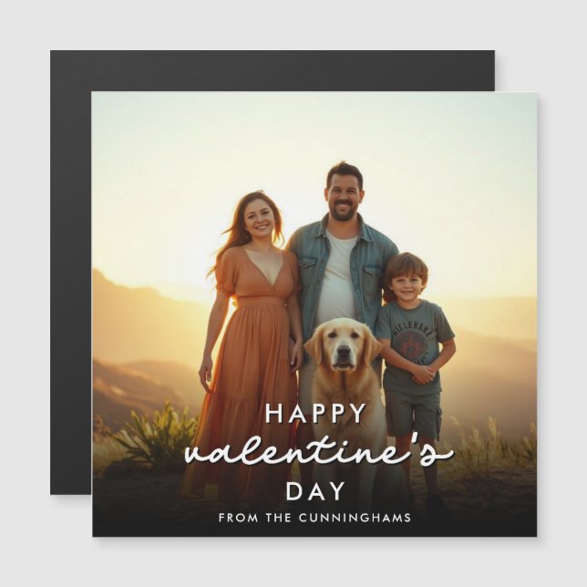 Custom Modern Valentines Day Photo Magnetic Card (Front/Back)