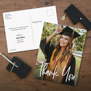 Custom Modern Vertical Photo Graduation Thank you Announcement Postcard
