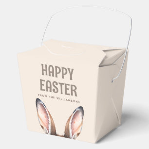 Custom Modern Watercolor Cute Easter Bunny Ears Favour Box