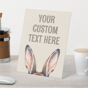 Custom Modern Watercolor Cute Easter Bunny Ears Pedestal Sign