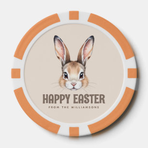 Custom Modern Watercolor Cute Easter Bunny Face Poker Chips