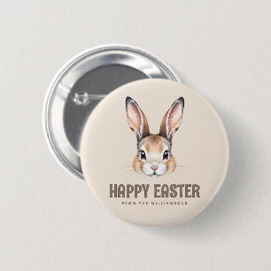 Custom Modern Watercolor Cute Easter Bunny Neutral 6 Cm Round Badge