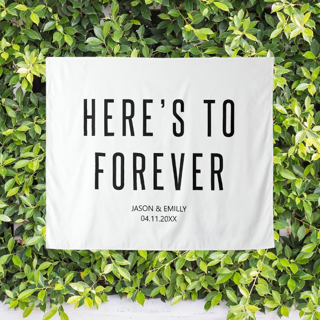 Custom Modern Wedding Backdrop Here's To Forever Tapestry (Custom Modern Wedding Backdrop Here's To Forever
)