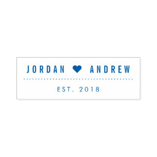 Custom Modern Wedding Date & Names Return Address Self-inking Stamp
