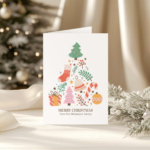 Custom Modern Whimsical Christmas Tree Family Holiday Card