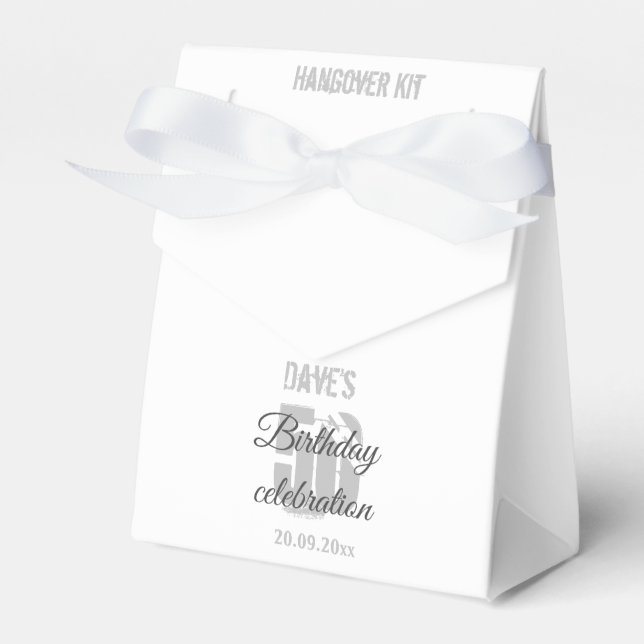 Custom Modern White 50th Any Age Birthday Party  Favour Box (Front Side)