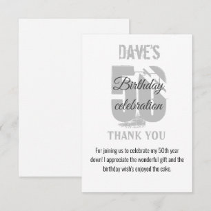 Custom Modern White Any Age 50 Birthday  Thank You Card