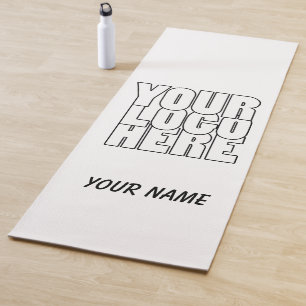 Custom modern white Business yoga logo Mat