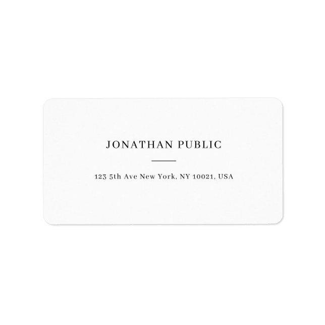 Custom Modern White Simple Personalised Template Label (Front)