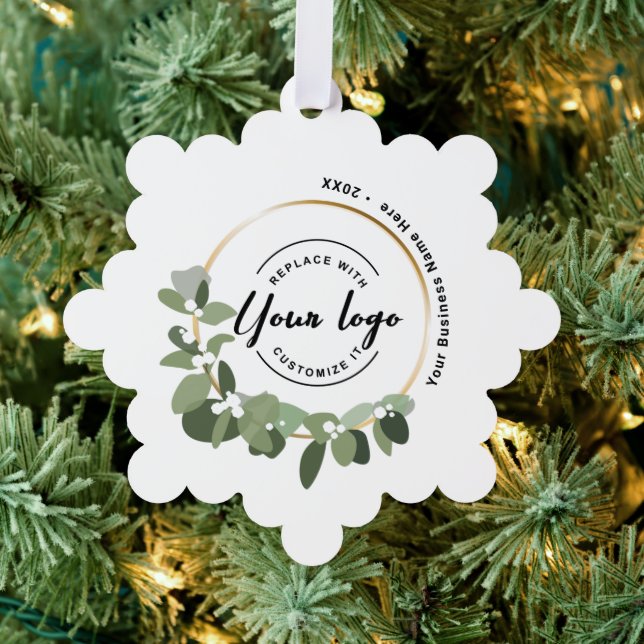 Custom Modern wreath with logo unique Tree Decoration Card (Insitu (Tree))