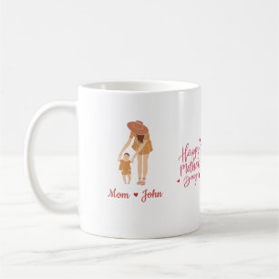 "Custom Mom and Son Mug with Personalized Names 
