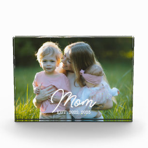 Custom Mom Established Modern Script Photo Block