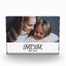 Custom Mom Established Modern Script Photo Block