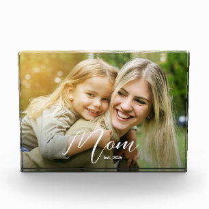 Custom Mom Established Modern Script Photo Block