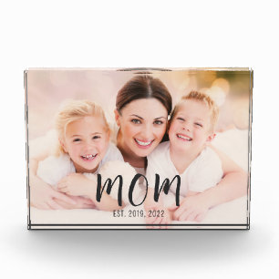Custom Mom Established Modern Script Photo Block