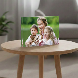 Custom Mom Established Modern Script  Photo Block