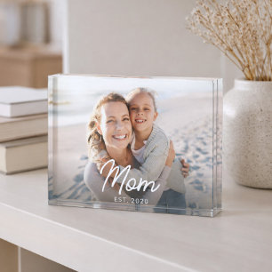 Custom Mom Established Modern Script Photo Block