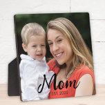 Custom Mom Established Modern Script Photo Plaque<br><div class="desc">White Mom Established Modern Script Photo Design. Replace the photo with your own of your kids and change the years to the years you became a mom.</div>
