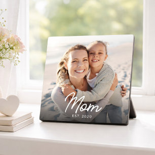 Custom Mom Established Modern Script Photo  Plaque