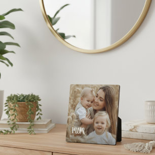 Custom Mom Established Modern Script Photo Plaque