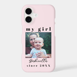 Custom Mom Girl Photo Since Year Pastel Pink Chic
