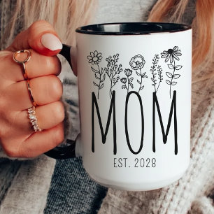 Custom Mom Mug, Floral Coffee Mug for New Moms