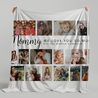 Custom Mommy 18 Photo Collage Fleece Blanket