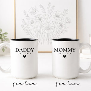 Custom Mommy & Daddy Mug Set Gift for Baby Shower
