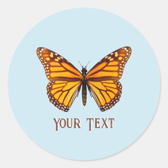 Custom Monarch Butterfly Classic Round Sticker (Front)