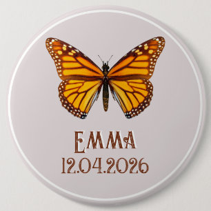 Custom Monarch Butterfly Name Date Art 6 Cm Round Badge