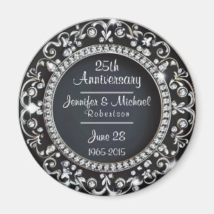 Custom Monogram 25th Anniversary Magnet